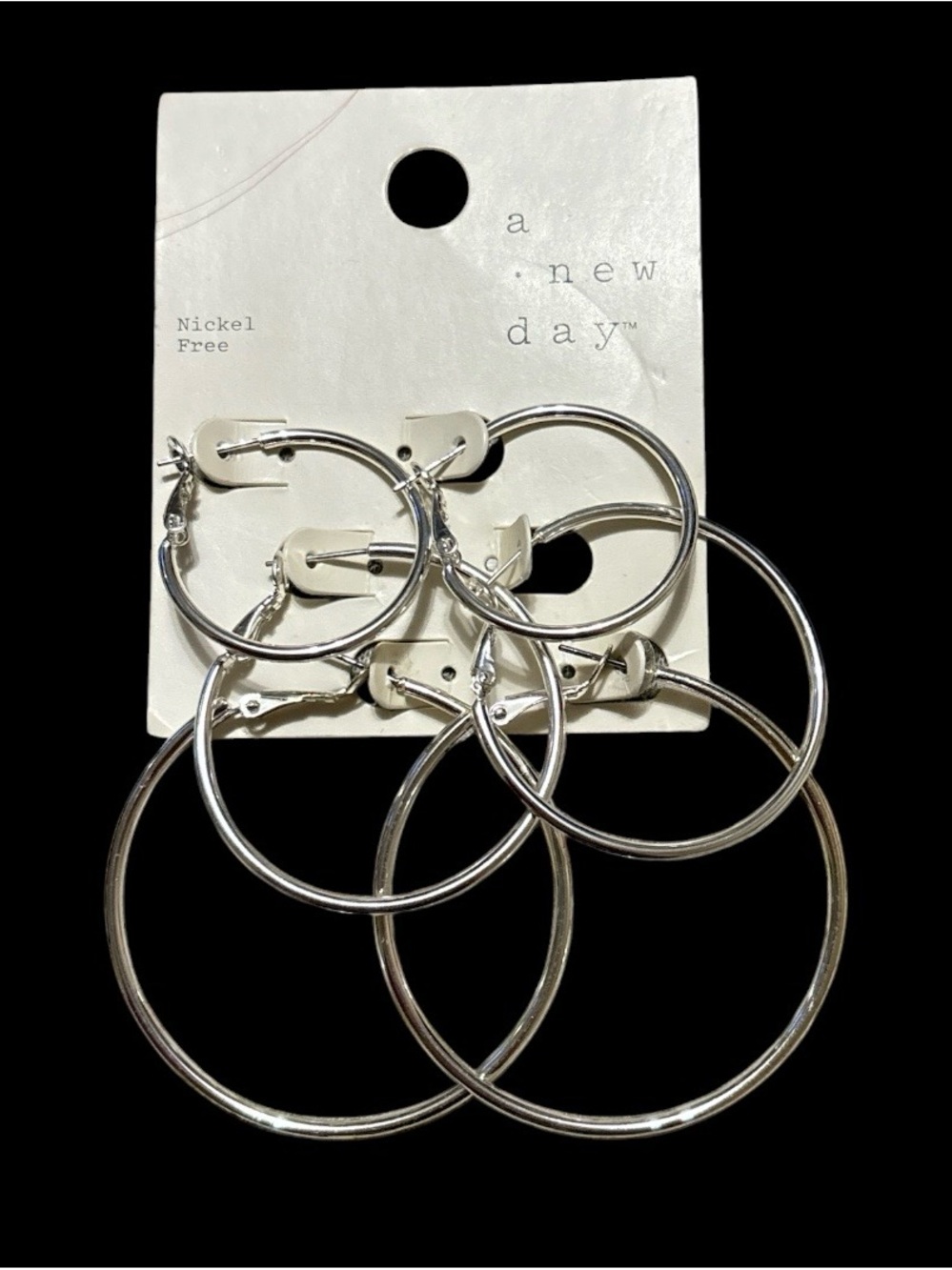 a new day Silver Tone Hoop Earring Set - Three Pair Mix